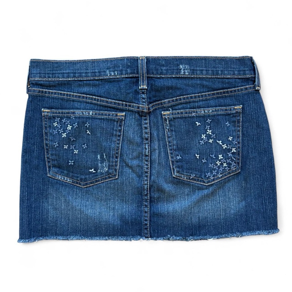 Old Navy Blue Denim Mini Skirt with Floral Embroidery